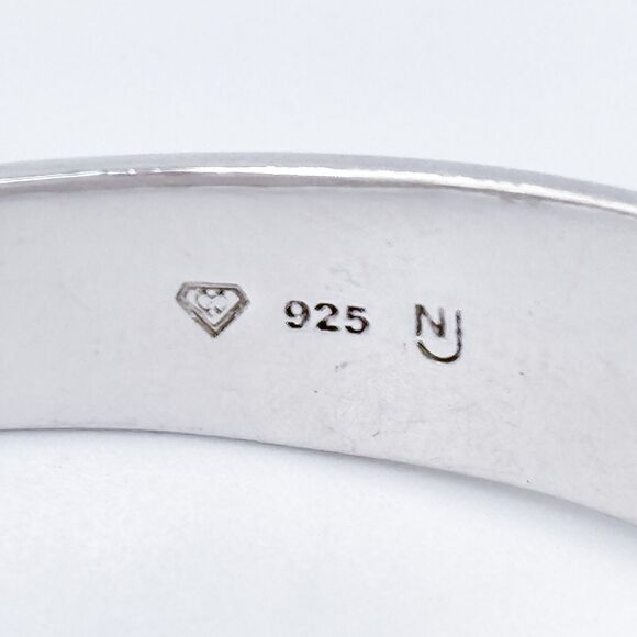 Vintage Sterling Silver 925 Black Enamel Hinged Bangle Bracelet 6.5" - Picture 4 of 9